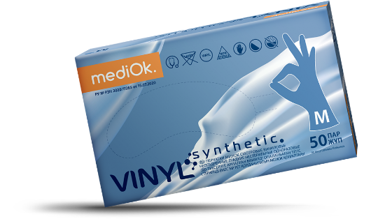 картинка Перчатки MediOk Vinyl Synthetic виниловые 50 пар от магазина СтильПро