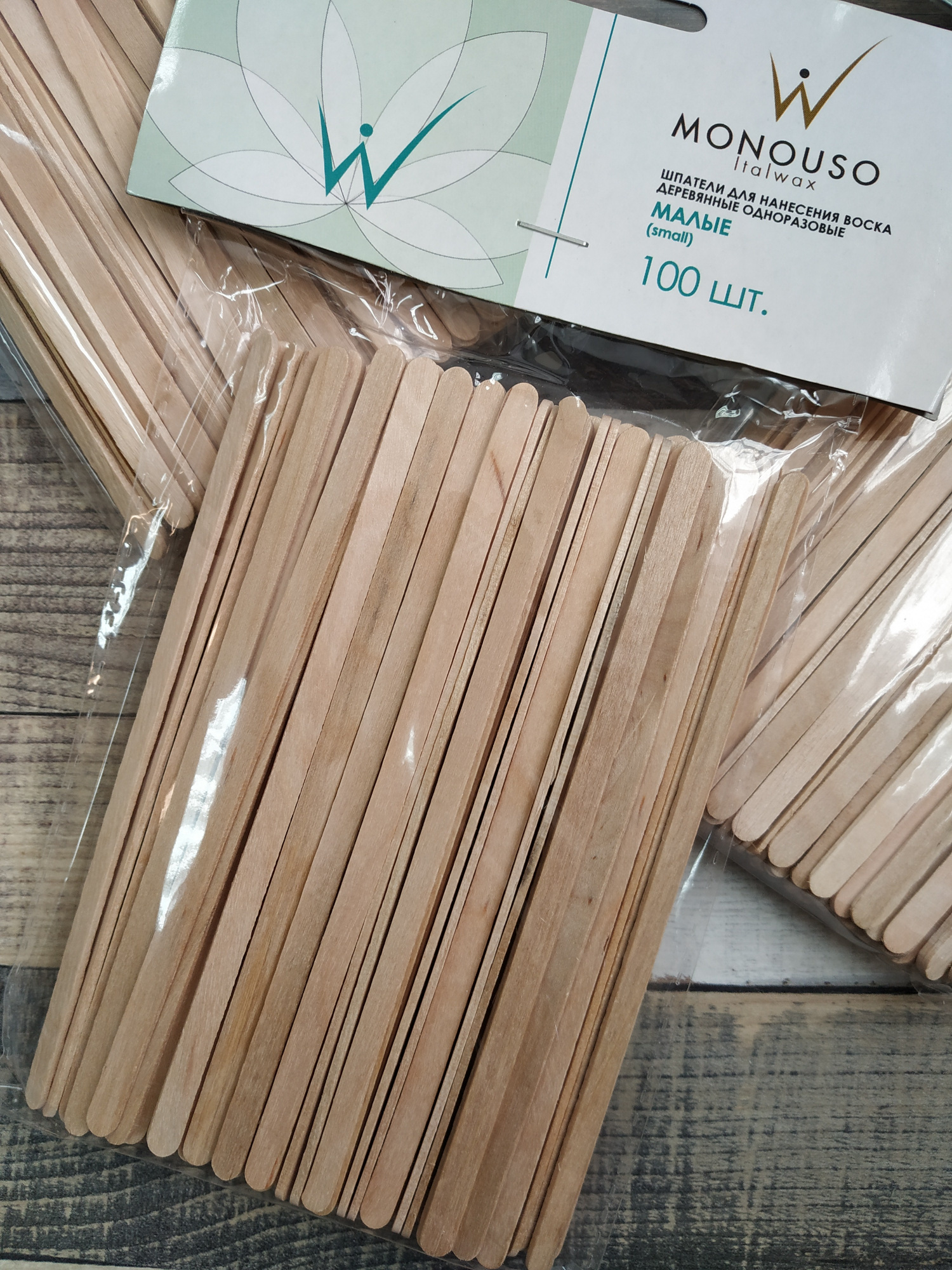 картинка Шпатель деревянный, малый 6х140 мм italwax 100шт от магазина СтильПро